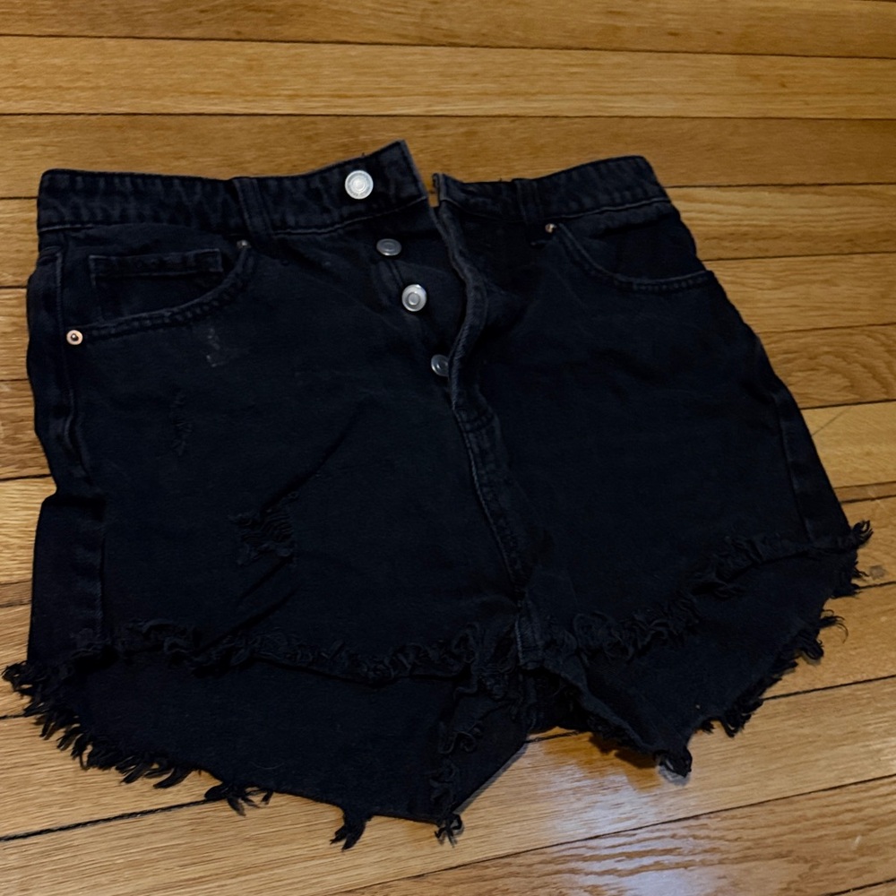 wild fable Black High-Rise Distressed Denim Shorts